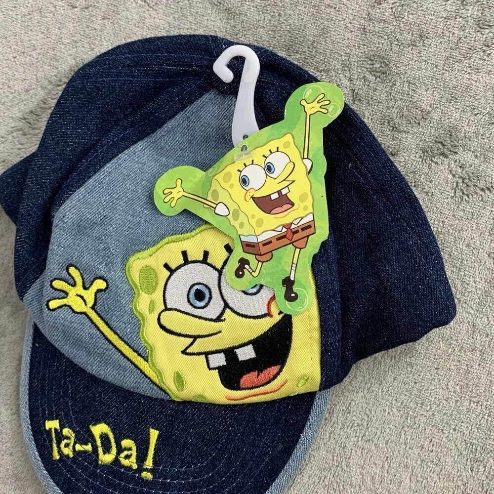 Vintage Nickelodean Hat Toddler Kids Spongebob Squarepants Ta-Da! Cap 2003 Y2K